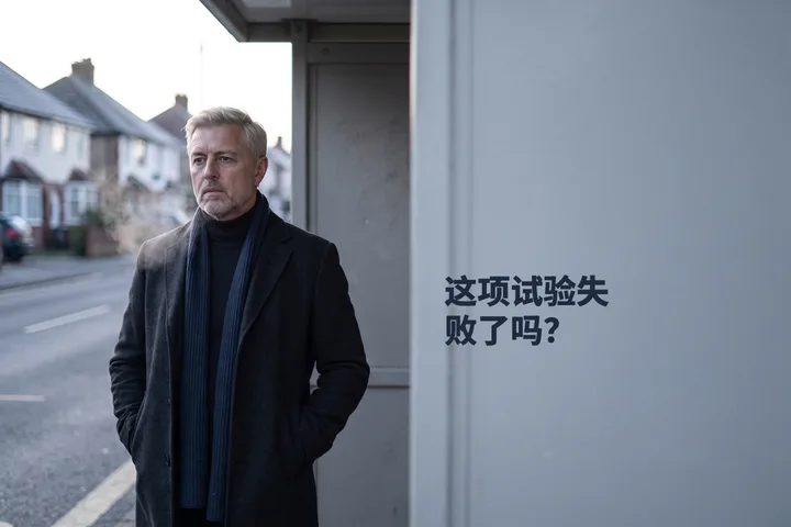 这项试验失败了吗? — 一位四十多岁的男性在清冷的晨光里独自等公交车