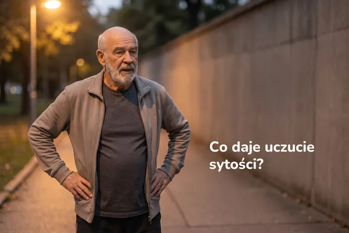 Co daje uczucie sytości? — mężczyzna przystaje o zmierzchu na skraju parku, żeby złapać oddech